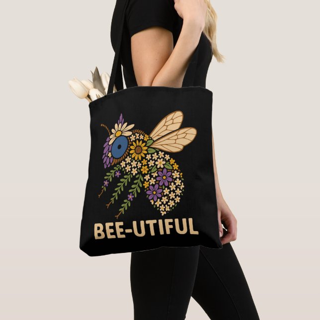 Floral Bee Fusion Bee-Utiful Tote Bag (Close Up)
