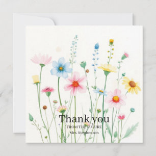 Floral Bee Garden Bridal Shower Thank You Card