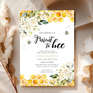 Floral Bee Gender Neutral Baby Shower Invitation