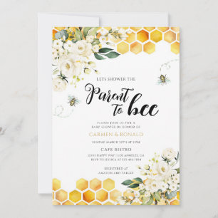 Floral Bee Gender Neutral Baby Shower Invitation