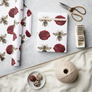 Floral Bee Gift Wrapping Paper
