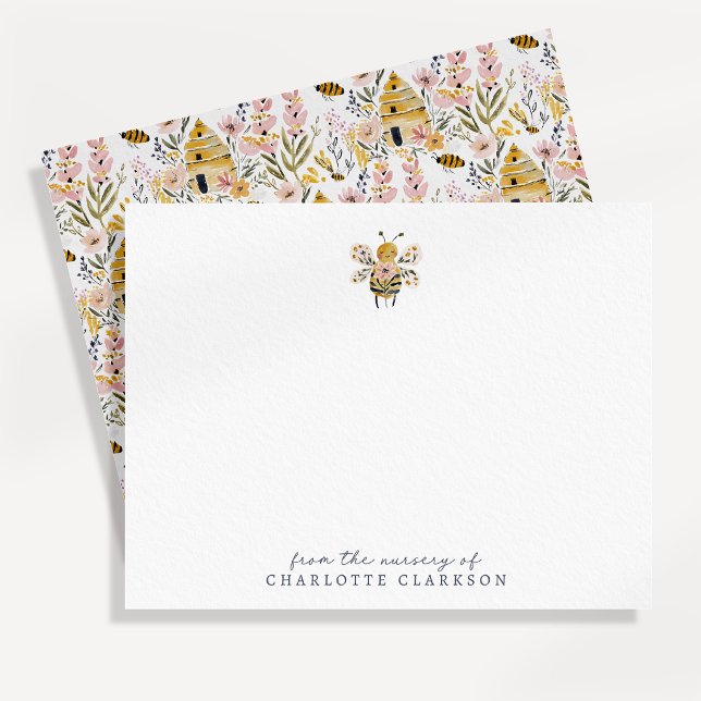 Floral Bee Nursery Note Card (Creator Uploaded)
