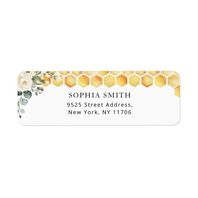 Floral bee Return Address  Label (Front)