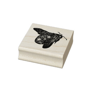 Floral Bee Rubber Stamp