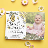 Floral Beehive Honey Sweet Bee 1st Birthday Photo