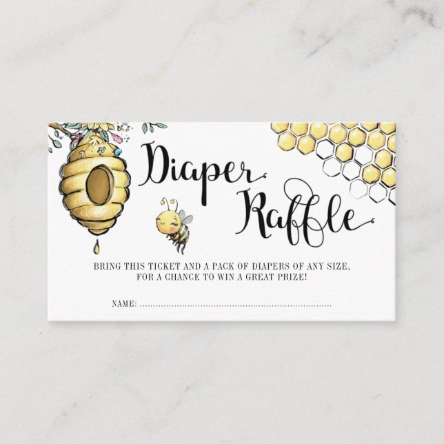 Floral Beehive Honey Sweet Bee Girl Diaper Raffle  Enclosure Card (Front)