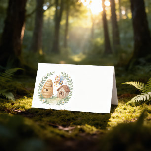 Floral Beehives and little Bee Baby Shower Blank Place Card