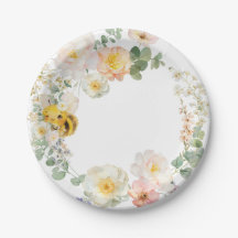 Floral Bees party plates