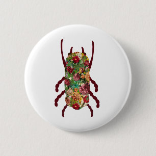 Floral Beetle 6 Cm Round Badge