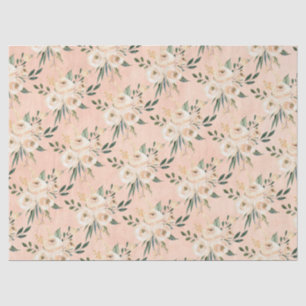 Floral Beige Blush Pink Peach Wedding Tissue Paper