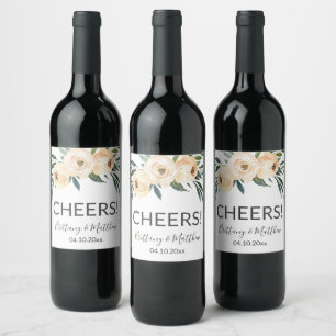 Floral Beige Blush Wine Wedding Favours Wine Label
