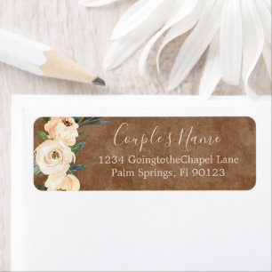 Floral Beige Brown Wedding Return Address