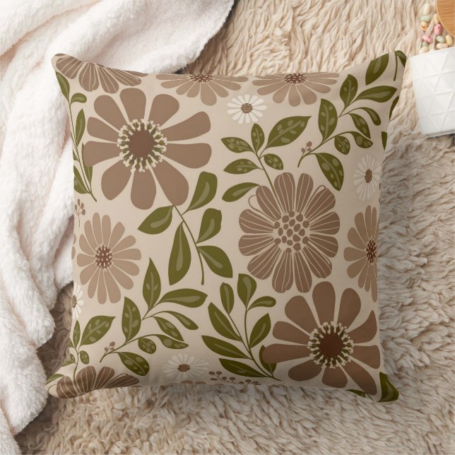 Floral Beige Cushion (Blanket)