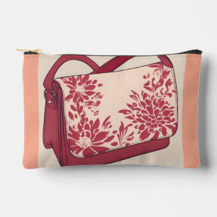 Floral Beige & Red AI art  Accessory Pouch
