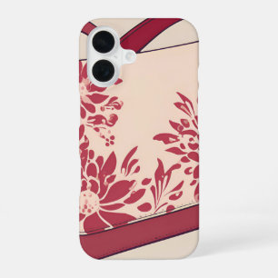 Floral Beige & Red AI art iPhone 16 Case