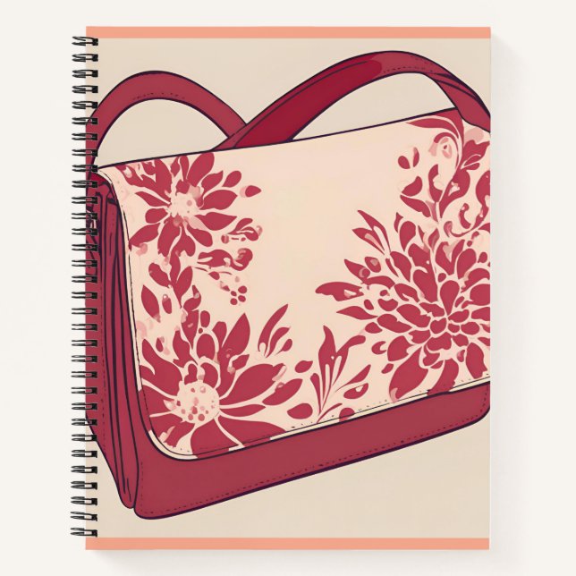 Floral Beige & Red AI art  Notebook (Front)