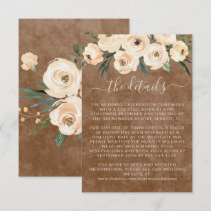 Floral Beige Wedding Details  Enclosure Card