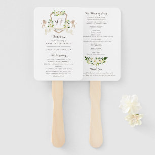 Floral Beige White Greenery Elegant Ivory Ceremony Hand Fan