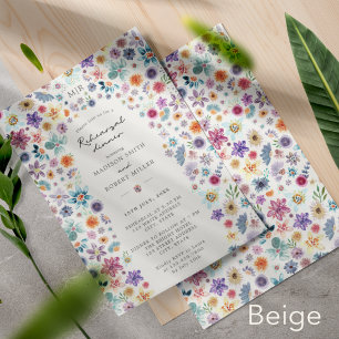 Floral Beige Wildflower Wedding Rehearsal Dinner Invitation