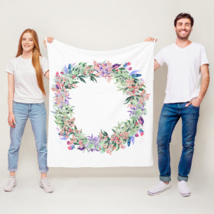 Floral Berries Wreath Fleece Blanket