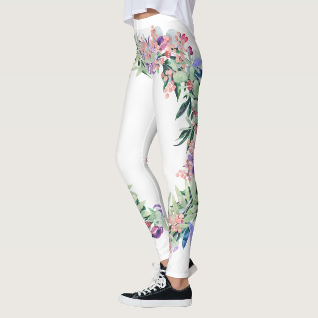 Floral Berries Wreath Leggings (Left)
