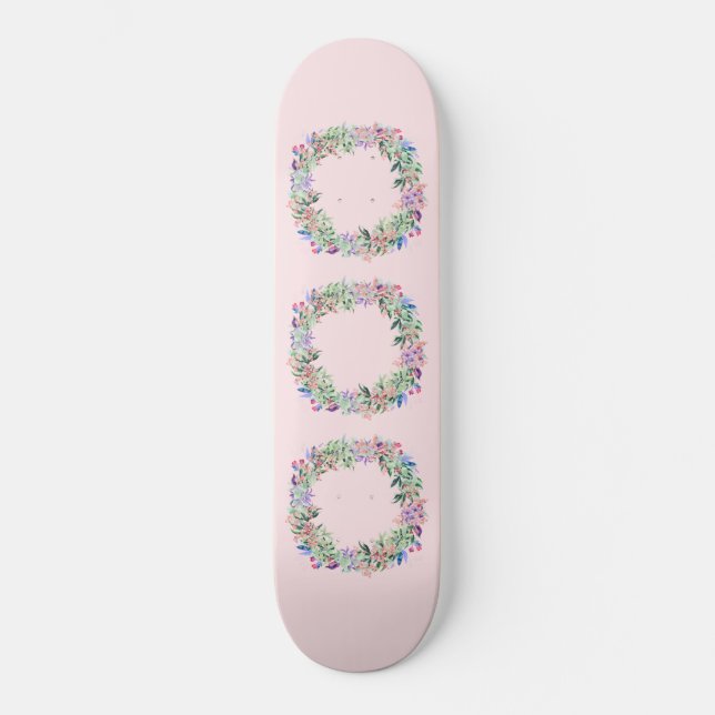 Floral Berries Wreath Skateboard (Front)