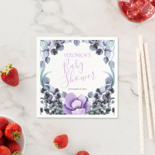 Floral Berry Purple Baby Shower Napkin