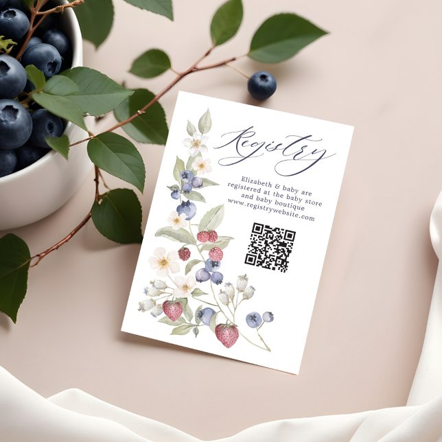 Floral Berry Sweet Baby Shower QR Code Registry Enclosure Card (Floral Berry Sweet Baby Shower QR Code Registry Enclosure Card)