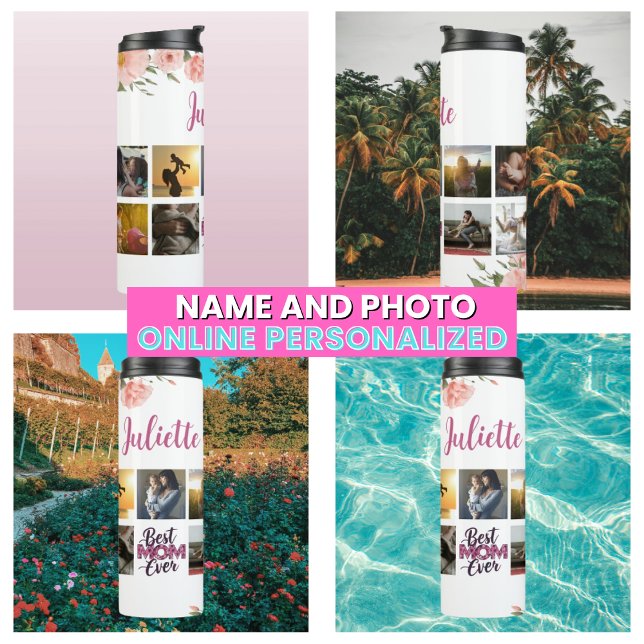 Floral Best Mum Ever Mother Photo Collage Thermal Tumbler (Floral Best Mom Ever Mother Photo Collage Thermal Tumbler
)