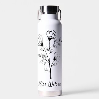 Floral Best Teacher Ever Personalised Gift  Water Bottle
