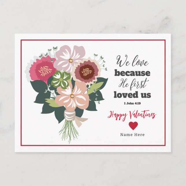 Floral Bible Valentine's Postcard (Front)