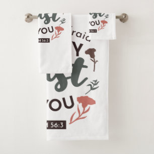 Floral Bible Verse Art 'I Put My Trust in You' Bath Towel Set
