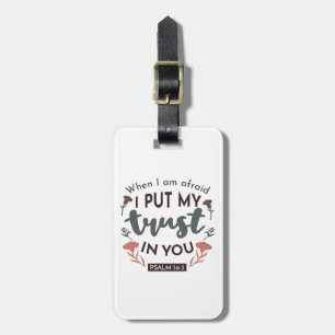 Floral Bible Verse Art 'I Put My Trust in You' Luggage Tag