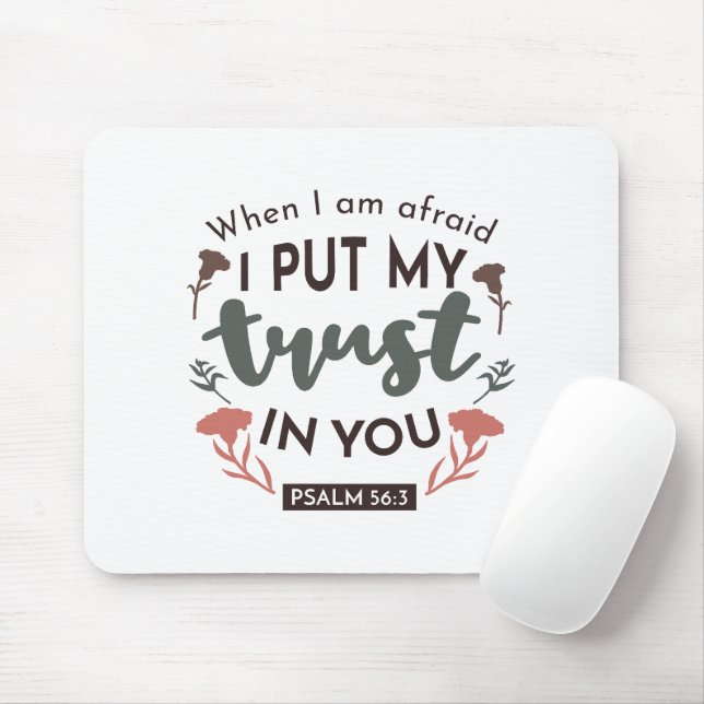 Floral Bible Verse Art 'I Put My Trust in You' Mouse Mat (With Mouse)