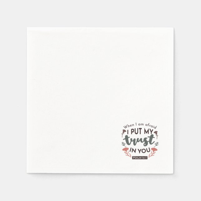 Floral Bible Verse Art 'I Put My Trust in You' Napkin (Front)