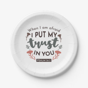 Floral Bible Verse Art 'I Put My Trust in You' Paper Plate