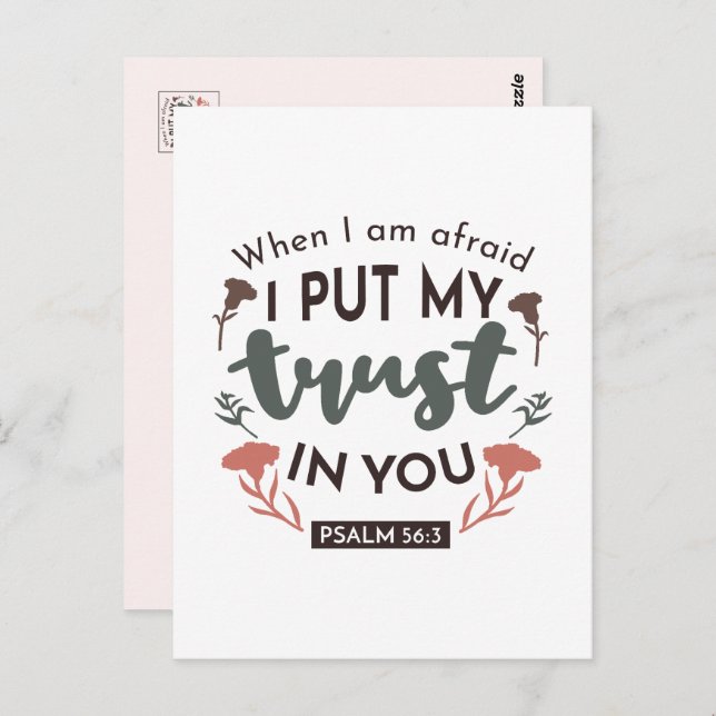 Floral Bible Verse Art 'I Put My Trust in You' Postcard (Front/Back)