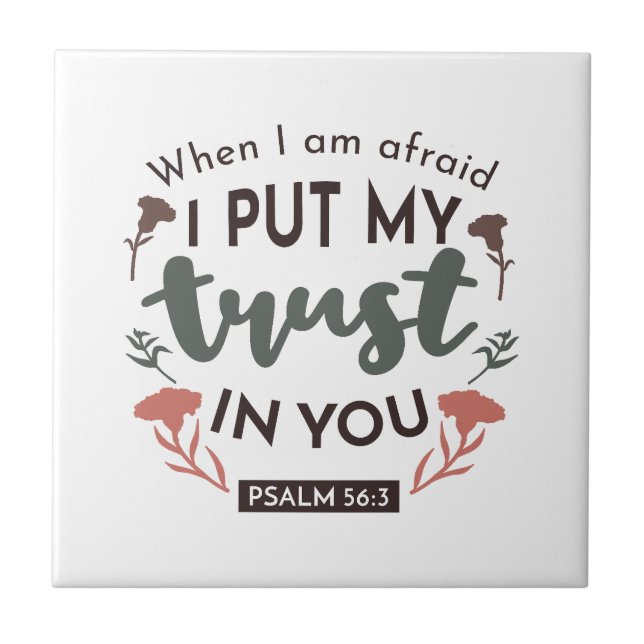 Floral Bible Verse Art 'I Put My Trust in You' Tile (Front)