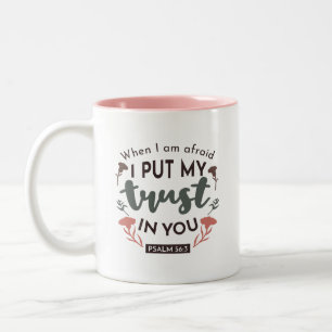 Floral Bible Verse Art 'I Put My Trust in You' Two-Tone Coffee Mug