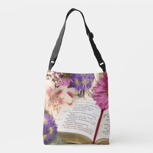 Floral Bible Verse Crossbody Tote Bag Gift (Back)