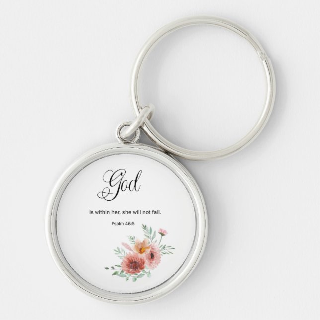Floral Bible Verse  Key Ring (Front)