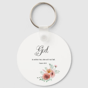 Floral Bible Verse Key Ring