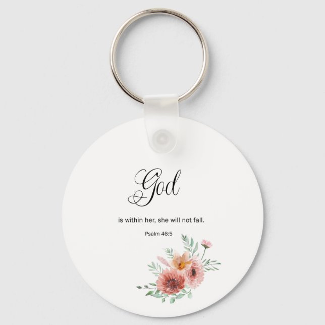 Floral Bible Verse  Key Ring (Front)