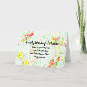 Floral Bible Verse Mother's Day Philippians 1:2 Card