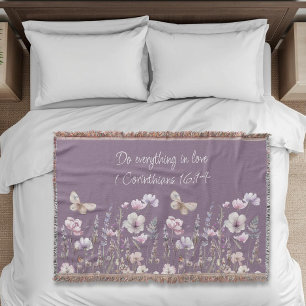 Floral Bible Verse Throw Blanket