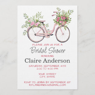 Floral Bicycle Bridal Shower Invitation, Invitation