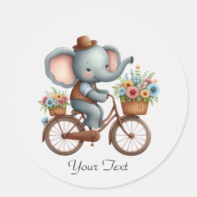 Floral Bicycle Elephant Sticker (Front)