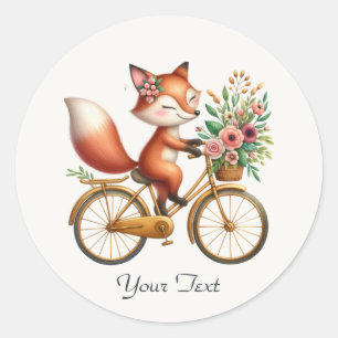 Floral Bicycle Fox Sticker