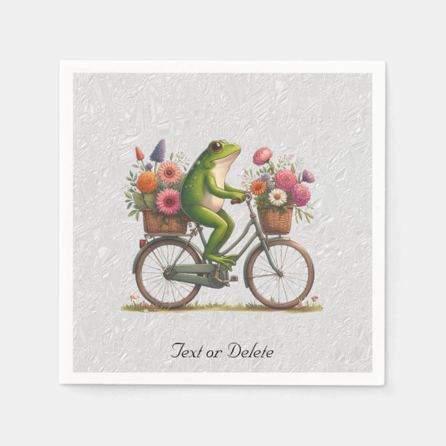 Floral Bicycle Frog Napkins (Front)