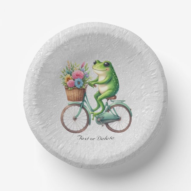 Floral Bicycle Frog Paper Bowl Paper Plate (Front)